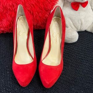 Red velvet Jessica Simpson heels